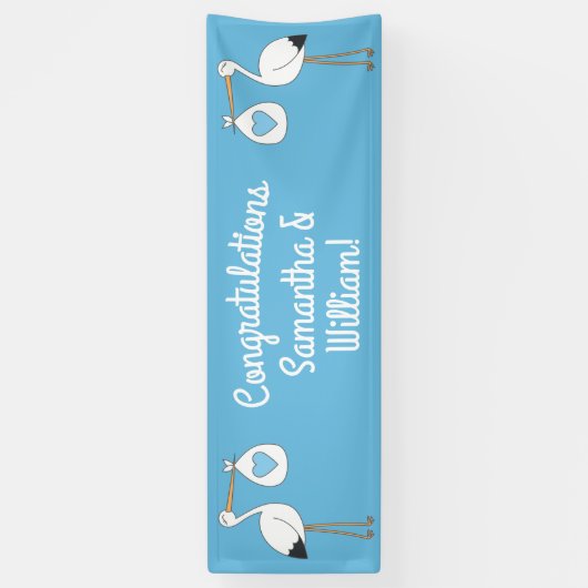 Stork Baby shower Blue Boy Spandoek (Verticaal)
