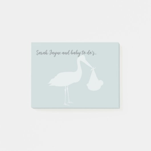 Stork Baby shower Blue Post it Notes (Voorkant)
