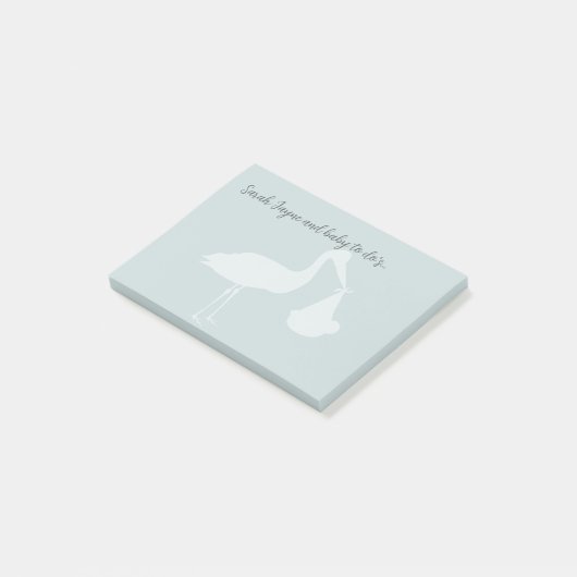 Stork Baby shower Blue Post it Notes (Schuin)