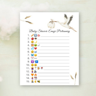 Stork baby shower emoji Pictionary spel