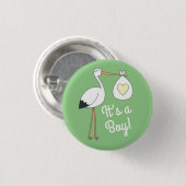 Stork Baby shower Green Spring Ronde Button 3,2 Cm (Voorkant /achterkant)