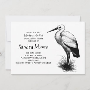 Stork Baby shower Invitation Kaart