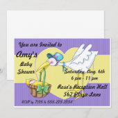 Stork Baby Shower Invitations Faire-part (Devant / Derrière)