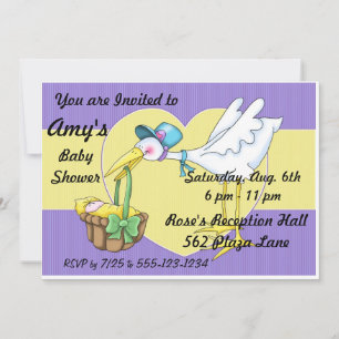 Stork Baby Shower Invitations Faire-part