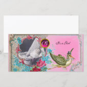 STORK BABY SHOWER MONOGRAM, ruby Aankondiging (Voorkant / Achterkant)