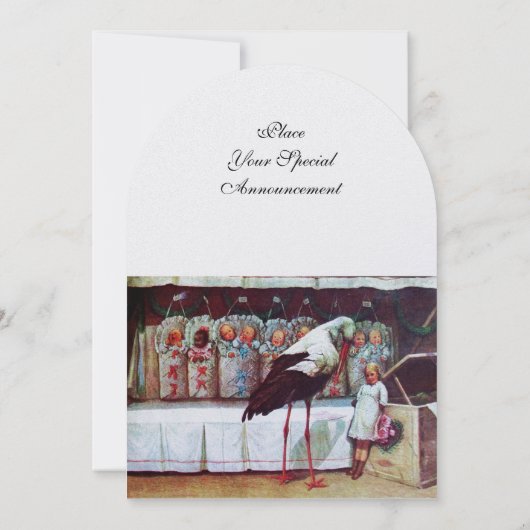 STORK BABY SHOWER Nieuwe baby's Witte Pearl Neutra Kaart (Achterkant)