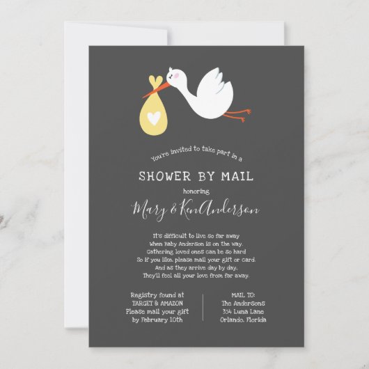 Stork Baby shower per post Kaart (Voorkant)