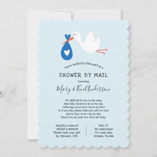 Stork Baby shower per post Kaart (Voorkant)
