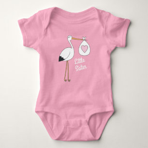 Stork Baby shower Pink Girl Cute Cartoon Romper