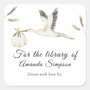 Stork - Baby showers boekenplank, boeken voor baby Vierkante Sticker