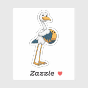 Stork bij Bowling met Bowling ball Sticker