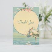 Stork Blue Boy Baby shower Bedankt (Staand voorkant)