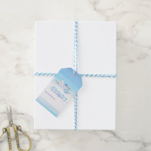 Stork blue boy baby shower toont cadeautjes labels cadeaulabel
