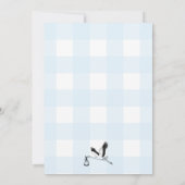 Stork Blue En vichy Baby shower Invitation (Dos)