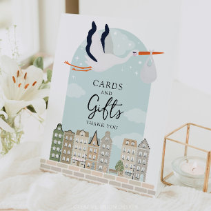 Stork Boho Baby shower Decor Kaarten en Geschenken Reclamebord Met Voetstuk