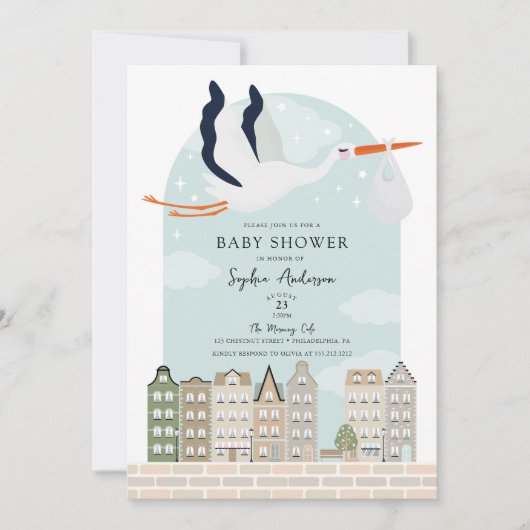 Stork Boho Baby shower Speciale Levering Sprinkle Kaart (Voorkant)