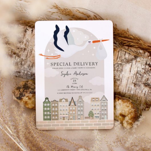 Stork Boho Baby shower Speciale Levering Sprinkle Kaart