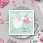 Stork Bundle Girl-Baby shower Servet