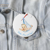 Stork Carrying Baby Button - Hallo mama en papa (In situ)