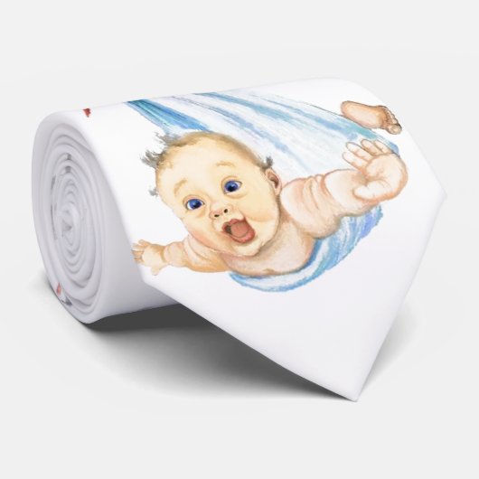 Stork Carrying Baby - Cartoo Funny - Hallo DAD Stropdas (Opgerold)