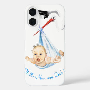 Stork Carrying Baby iPhone Case - Aangepaste tekst