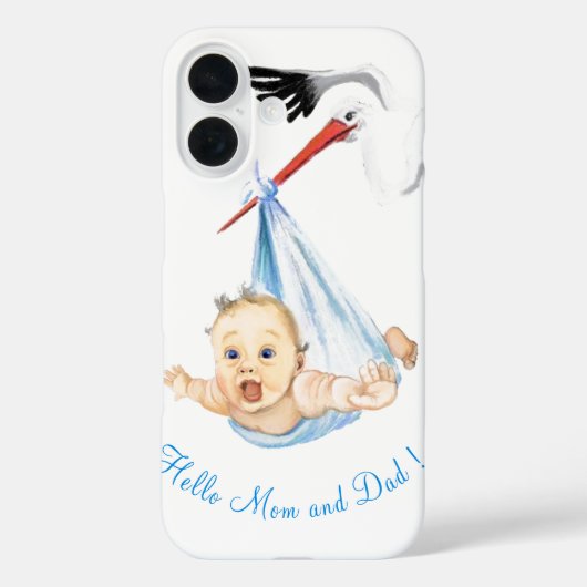 Stork Carrying Baby iPhone Case - Aangepaste tekst (Achterkant)