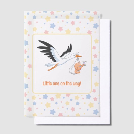 Stork Carrying Baby Selfie Baby shower Insert Vellum Uitnodigingen (Offset)