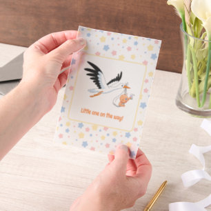 Stork Carrying Baby Selfie Baby shower Insert Vellum Uitnodigingen