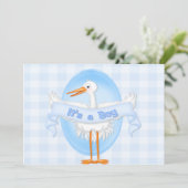 Stork C'est un Baby shower garçon Invitation (Debout devant)