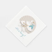 Stork + Clouds Boy Baby shower servetten (Hoek)