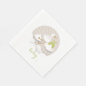 Stork + Clouds Neutral Green Baby shower servetten (Hoek)