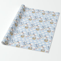 Stork Delivery Baby Boy Wrapping Paper – Schattige