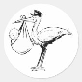 Stork die een Baby Sticker vasthoudt (Voorkant)