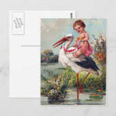 Stork en Baby Briefkaart (Voorkant / Achterkant)