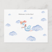 Stork Flying Through The Clouds Welcome New Baby Briefkaart (Voorkant)