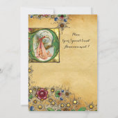 STORK GIRL BABY SHOWER FLORAL PARCHMENT MONOGRAM KAART (Achterkant)