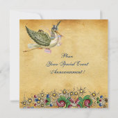 STORK GIRL BABY SHOWER FLORAL PARCHMENT MONOGRAM KAART (Achterkant)