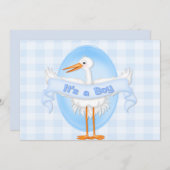 Stork Het is een Baby shower-uitnodiging. Kaart (Voorkant / Achterkant)