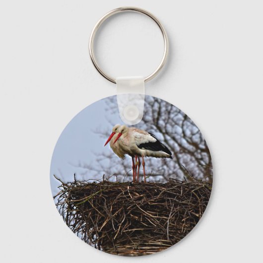Stork in Nest Sleutelhanger (Voorkant)