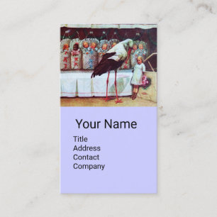 STORK MET BABIES, BLAUWE WITTE BABY REEKS VISITEKAARTJE