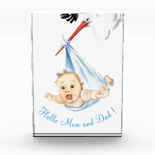 Stork met Baby-fotoblok - aangepaste tekst Fotoblokken