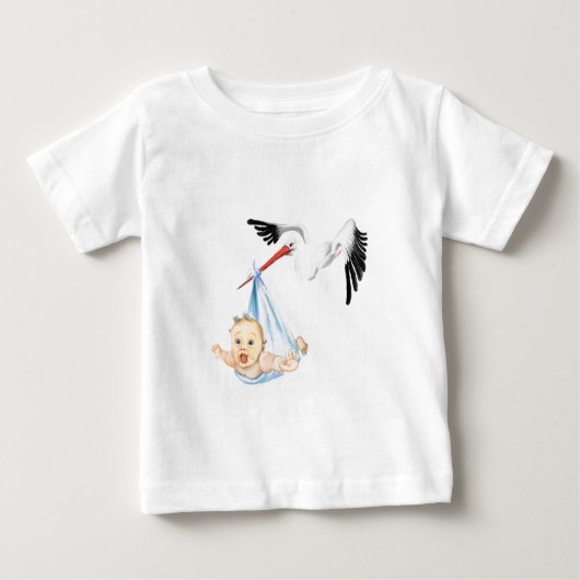 Stork met Baby Funny Baby T-shirt (Voorkant)