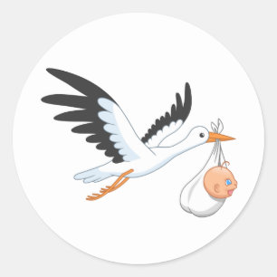Stork met een Baby-bundel Ronde Sticker