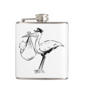Stork met een Baby-kolf Heupfles (Voorkant)
