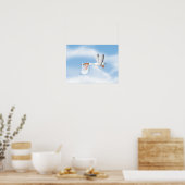 Stork met nieuw geboren Baby Poster (Keuken)
