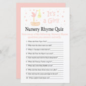Stork nest Nursery Rhyme Quiz baby shower game (Voorkant / Achterkant)