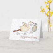 Stork Nouvelle carte de voeux pour bébé garçon (Fleur jaune)