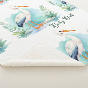  Stork Nursery set Baby pop Sherpa Deken
