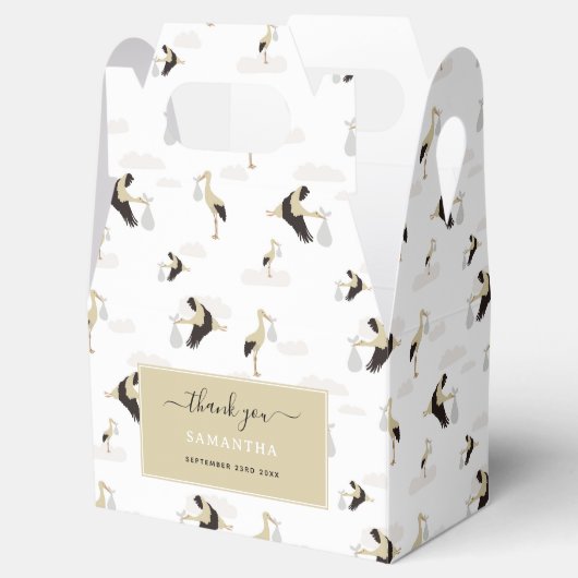 Stork Pasgeboren Baby Boy Meisje Patroon Bedankdoosjes (Geopend)