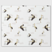 Stork Pasgeboren Baby Boy Meisje Patroon Cadeaupapier (Vlak)